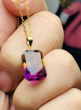 厂家直销 紫黄晶吊坠搭配18k金扣头首饰饰品