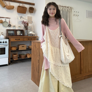 子套装 大码 蕾丝吊带连衣裙裤 2025早秋胖mm不规则下摆设计T恤 女装