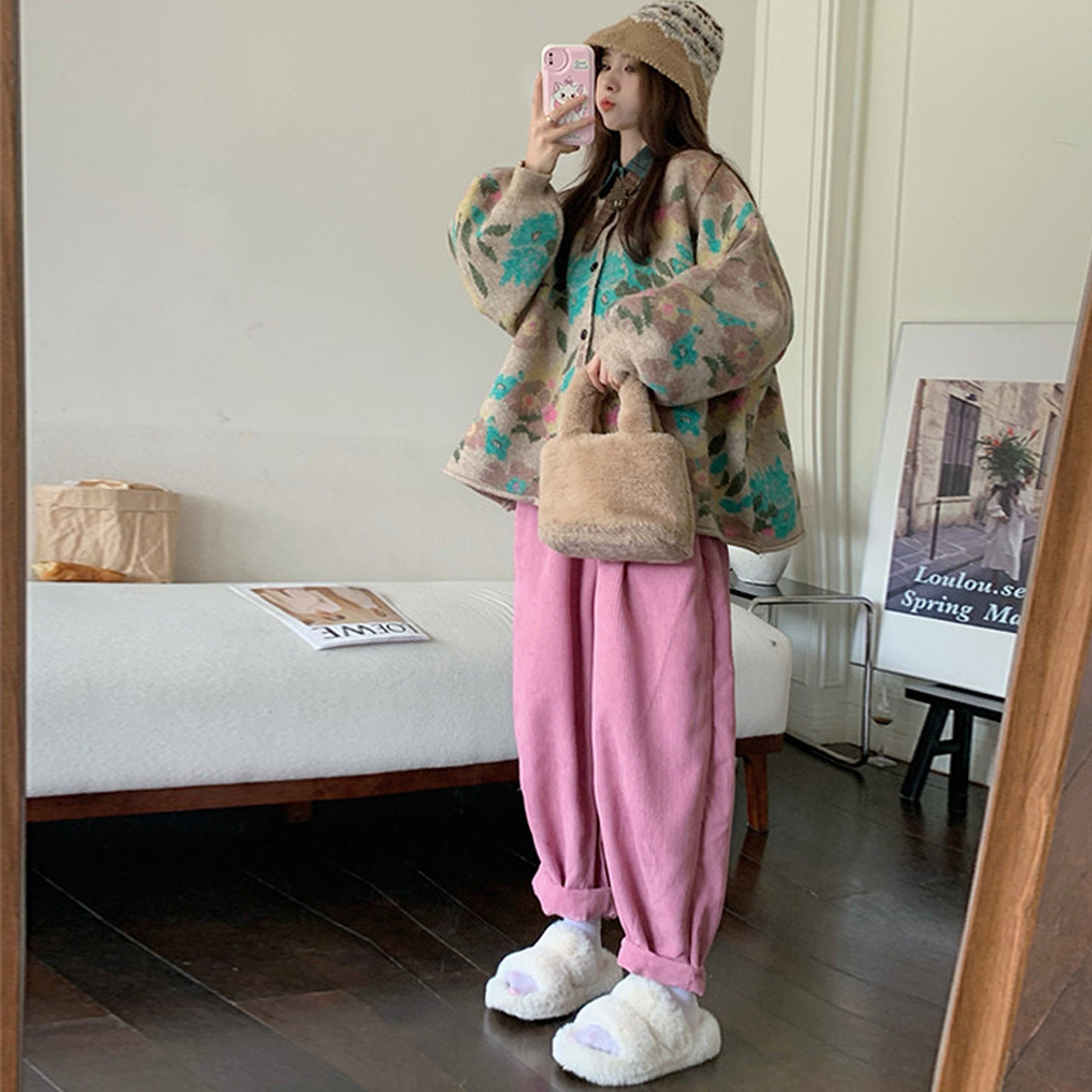 大码女装秋季时尚三件套花色开衫毛衣外套格子领衬衫灯芯绒肥腿裤,女装/女士精品,常规大码外套,淘宝优惠券,粉丝福利购,淘宝优惠卷