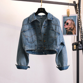 短款 背后开叉复古牛仔外套女2026春秋新款 小个子百搭显瘦夹克上衣