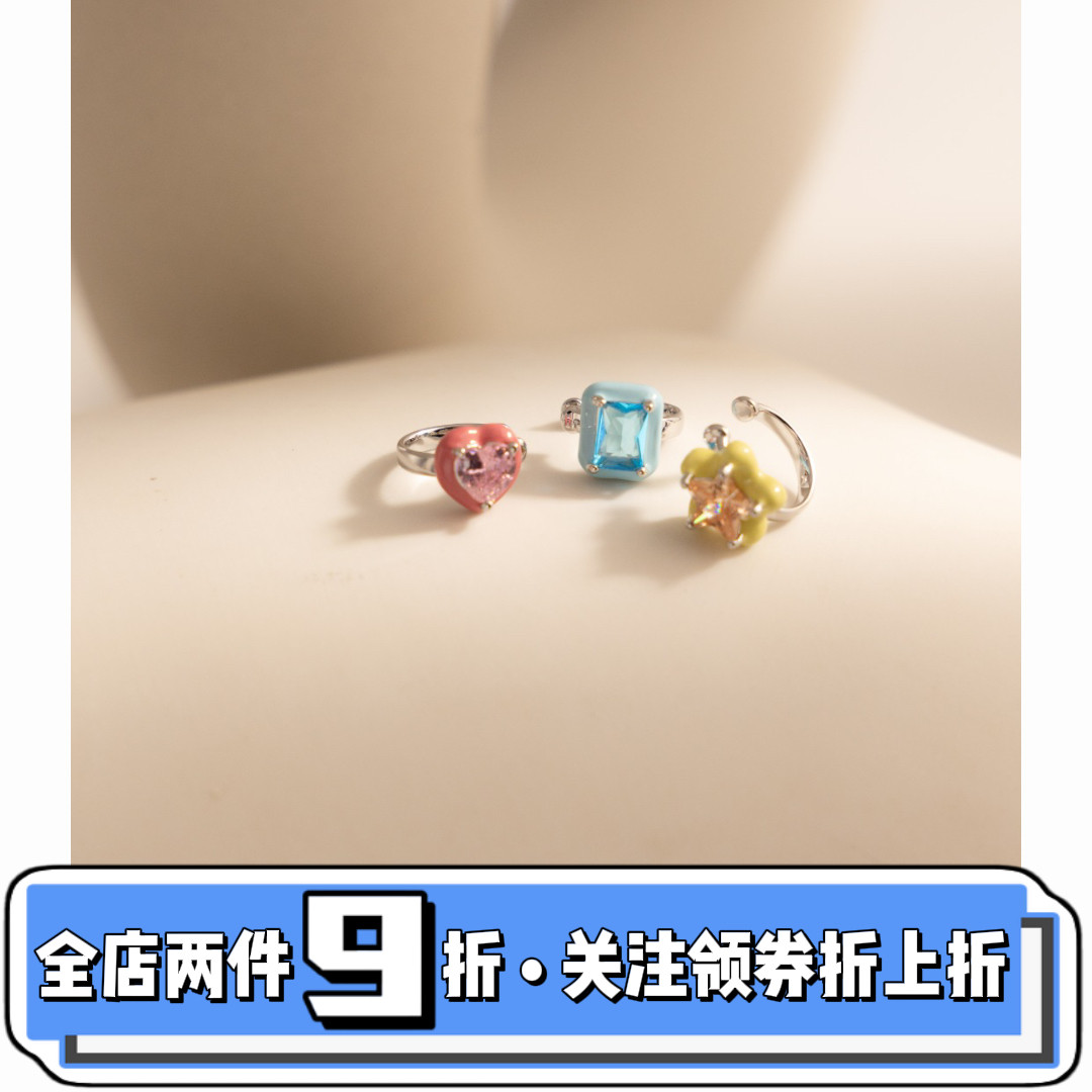 甜美可爱小众小方糖彩色多巴胺手工滴油锆石耳夹无洞高级感女