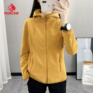 奥粒绒户外运动抓绒衣2024加厚加绒连帽上衣女 PIERCDW帕瑞萨