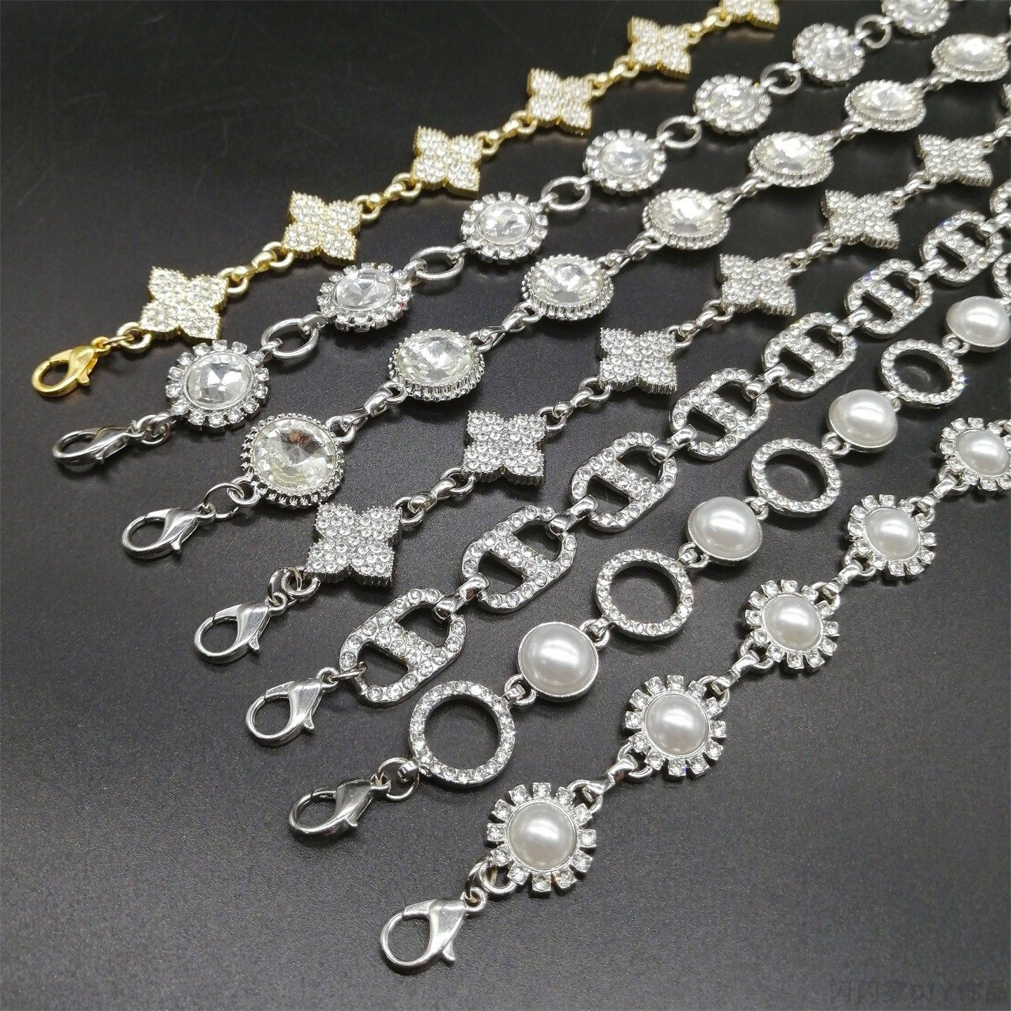 精美珍珠钻链 diy吊带连衣裙服饰肩带抹胸水钻链条包包链鞋饰配件