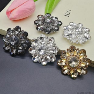 热销新品40mm超大号玻璃水晶钻花扣貂皮裘大衣皮草装饰水钻纽扣子