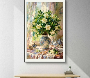 精准印花 95大格十字绣 栀子花盛开65 新疆长绒棉