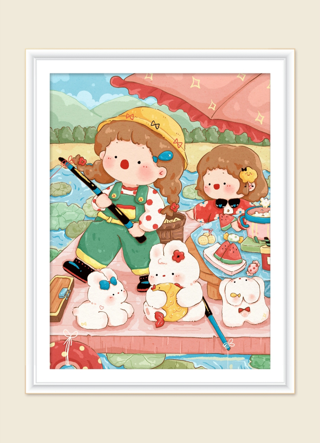 白布印花*夏日鱼趣60*80大格十字绣