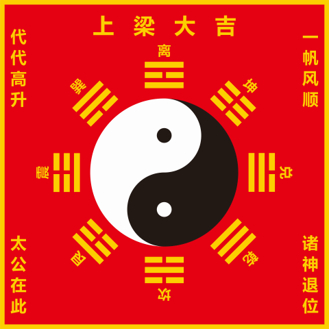 上梁太极八卦图 步步高升图 后天太极八卦图贴 装饰贴纸 上梁专用