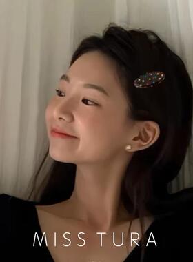 Miss Tura韩国进口椭圆形彩钻侧边发夹刘海夹碎发夹