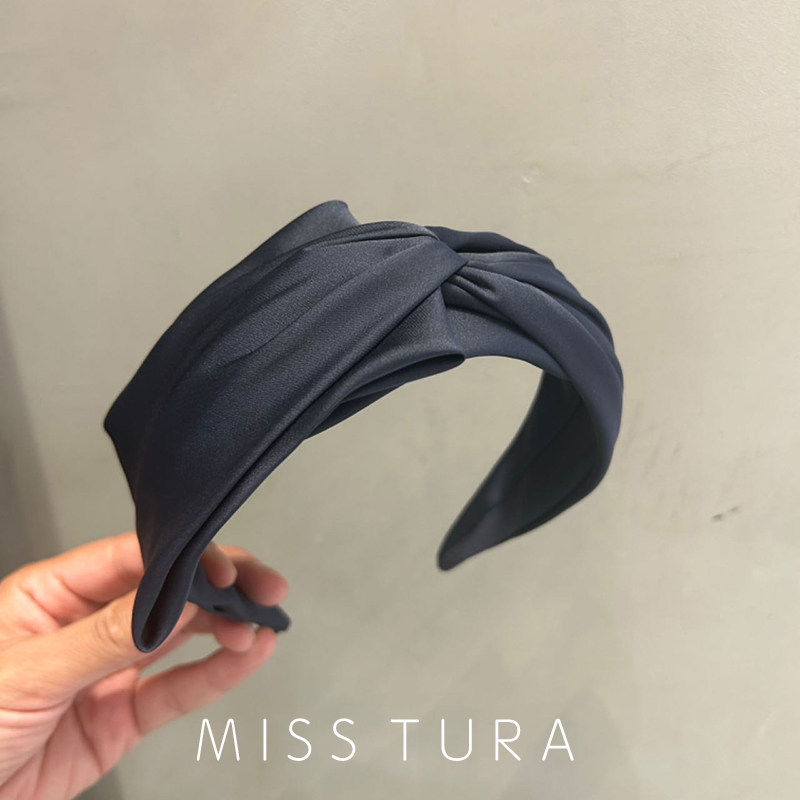Miss Tura韩国进口缎面顺滑面料非对称蝴蝶结宽边发箍头箍发卡