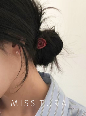 Miss Tura韩国进口高级感复古发饰醋酸玫瑰花发绳弹力好扎发皮筋