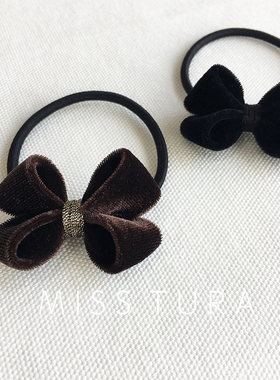 Miss Tura韩国进口丝绒蝴蝶结发圈 好用百搭头绳