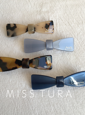 Miss Tura韩国进口蝴蝶结亚克力弹簧夹 优雅百搭一字夹马尾夹