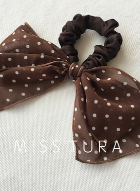 Miss Tura韩国进口质感欧根纱小肠长蝴蝶结发圈扎马尾头绳