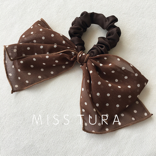 Tura韩国进口质感欧根纱小肠长蝴蝶结发圈扎马尾头绳 Miss