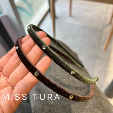 Miss Tura韩国进口丝绒发箍带钻细发箍简约气质头箍