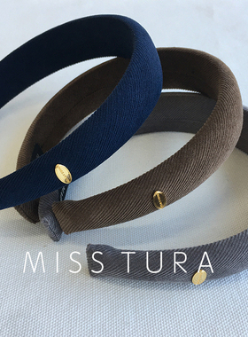 Miss Tura韩国进口条纹纯色显高颅顶压发头箍 百搭外出显气质头箍