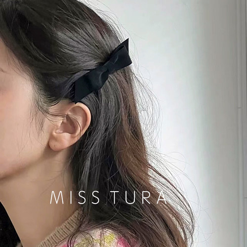 MissTura韩国黑色蝴蝶结边夹
