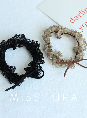 Miss Tura韩国ins蕾丝蝴蝶结发圈皮筋高颜值淑女头绳好弹力发绳