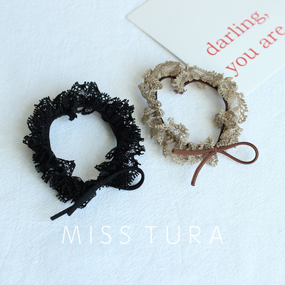 ins高颜值淑女发绳蕾丝蝴蝶结