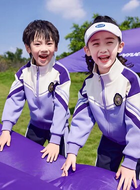 小学生班服套装一年级运动会校服春秋款三件套紫色幼儿园园服夏季