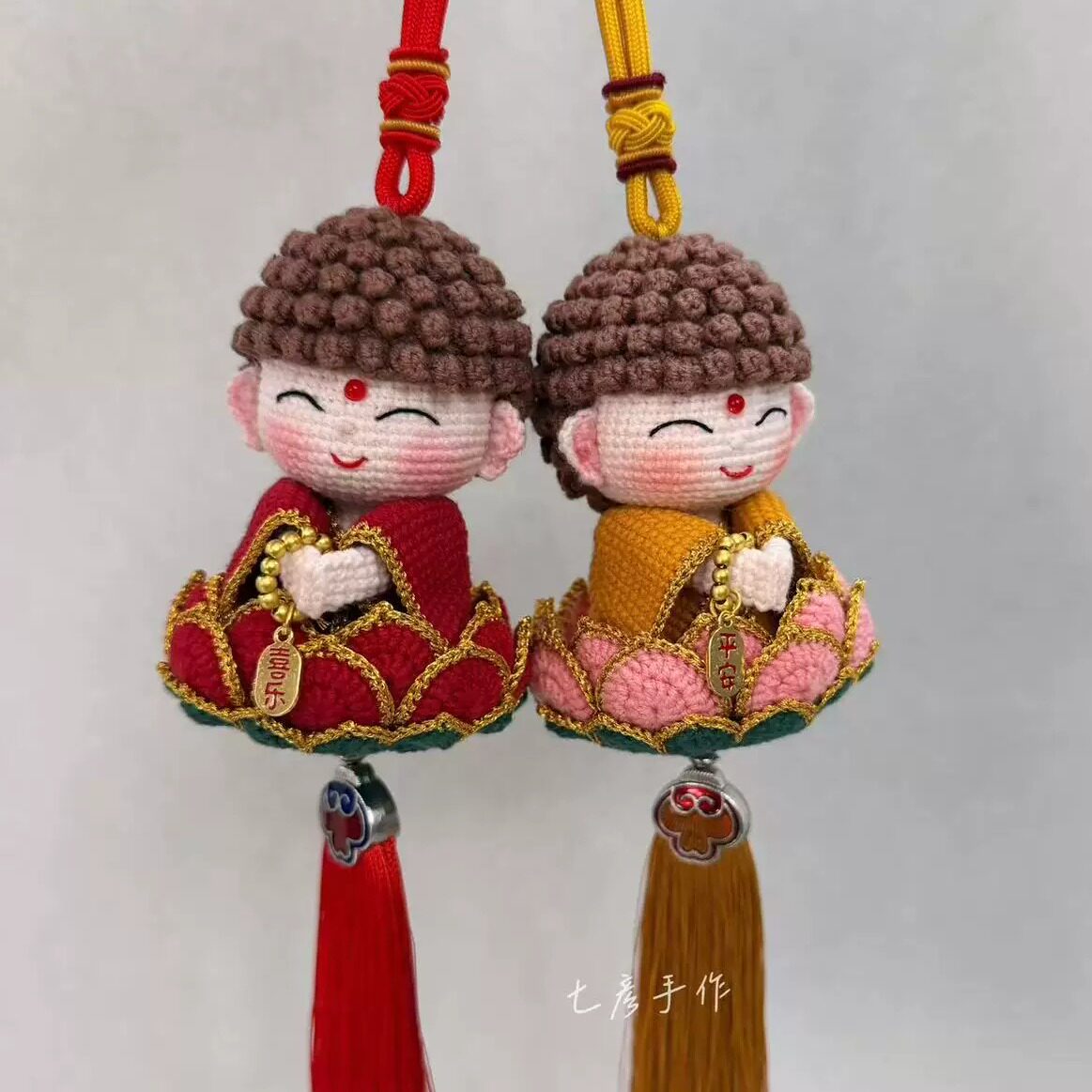 莲花小佛挂件纯手工毛线钩织玩偶