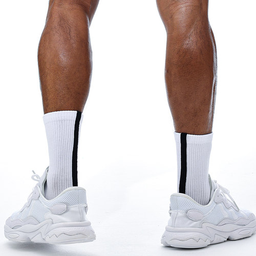 sockkon高筒竖条纹运动棉袜