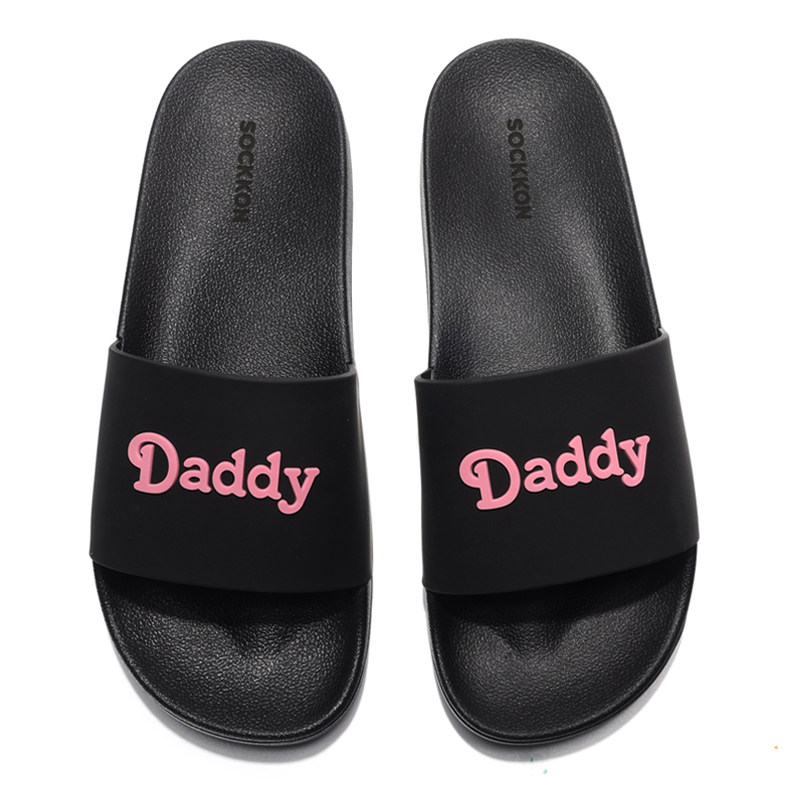 SOCKKON 男士daddy字母居家四季防水一字拖pvc原创设计拖鞋