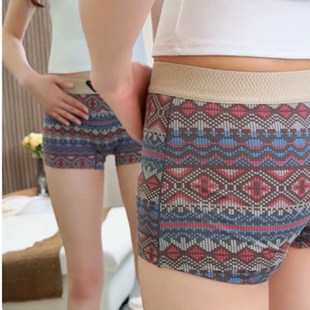 短裤 女士内裤 无痕舒适透气四角裤 复古民族风纯棉平角裤 衩 2025新款