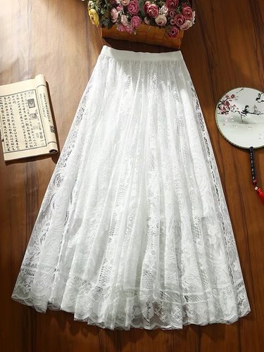 旗袍内衬打底衬裙蕾丝半身裙女夏季高腰显瘦垂坠感a字半身网纱裙