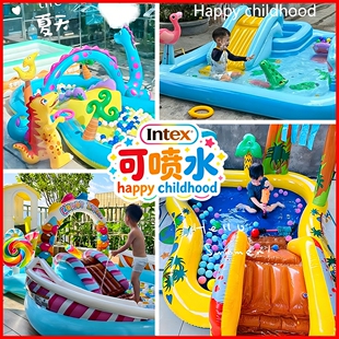 儿童充气游泳池家庭大号海洋球池家用宝宝喷水戏水池城堡intex