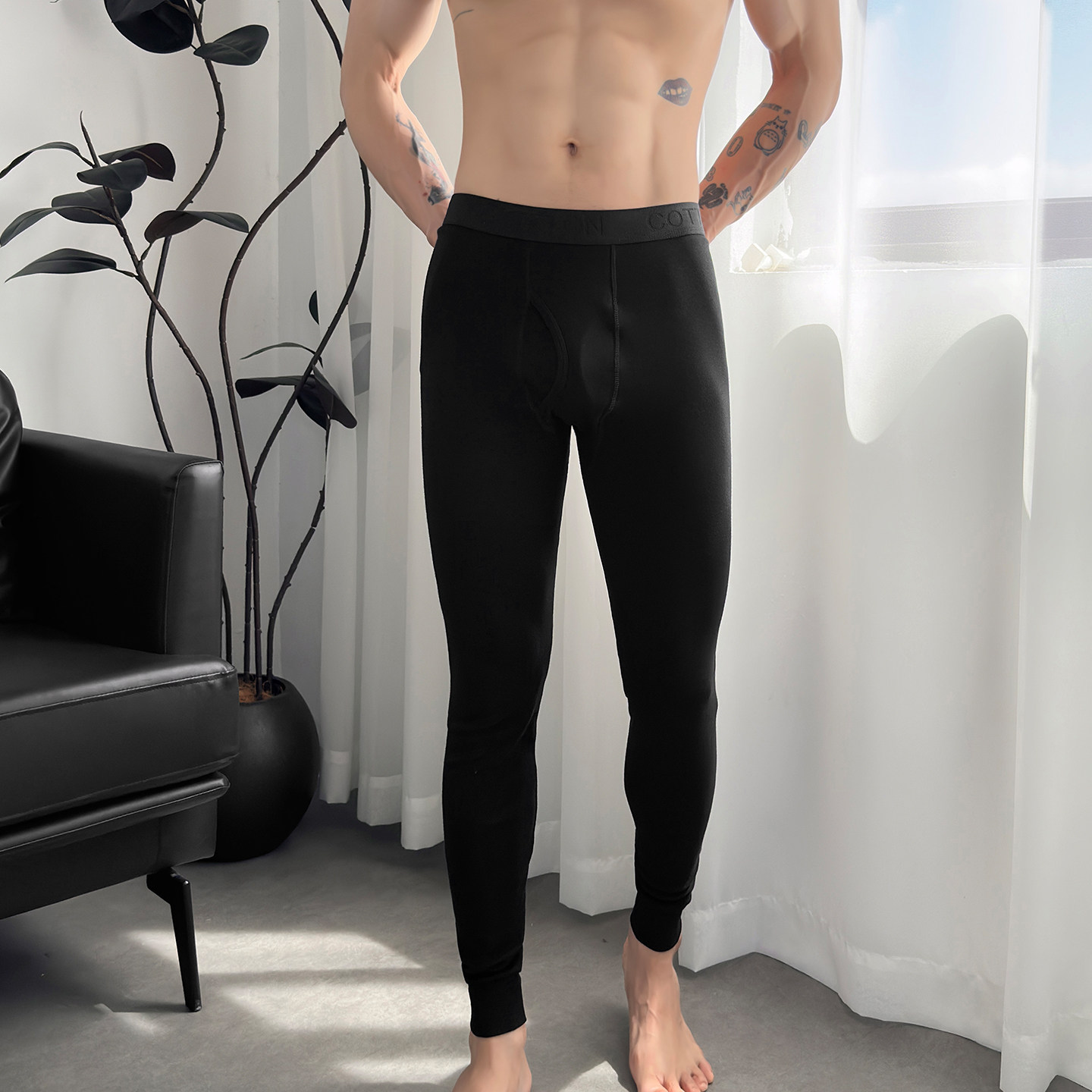 男士秋裤棉质薄款纯色透气包邮