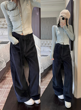 【现货4折】咖喱汤汤TGL【比例分割】加厚灯芯绒直筒阔腿休闲裤女