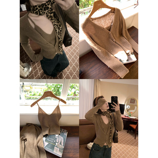 【现货3折】咖喱汤汤TGL【早春新线】羊毛针织开衫吊带背心两件套