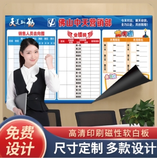 定制磁性擦写软白板龙虎英雄业绩PK榜公司贴墙展板办公培训公告栏