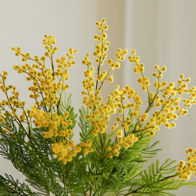 玐玖琦珥仿真花黄色植毛金合欢假花仿真花摆设仿真花摆件花束插花