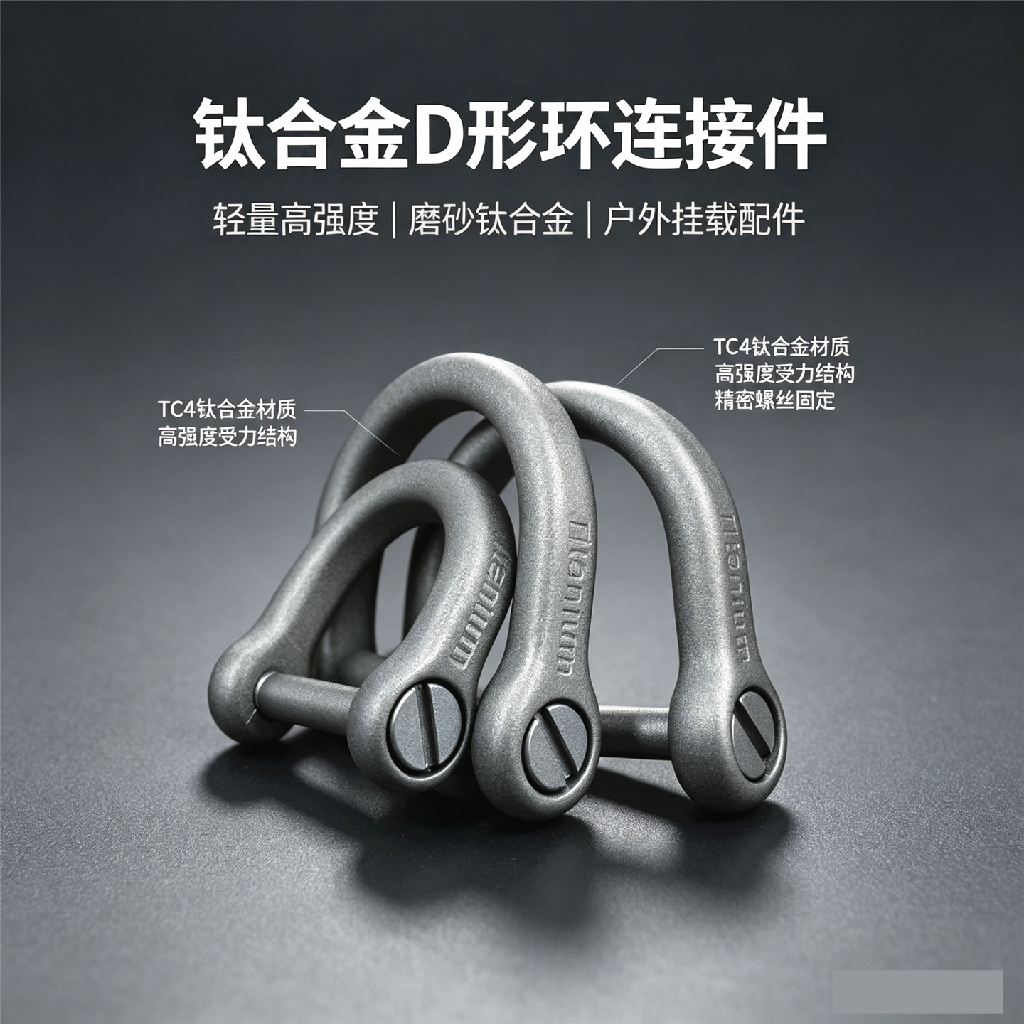TC4钛合金马蹄扣螺丝锁紧D型扣迷你卸扣EDC挂扣汽车机车钥匙挂件