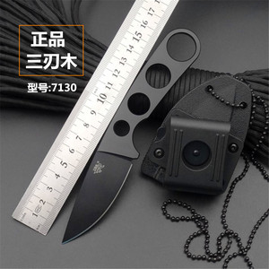三刃木直刀户外生存小直刀蚂蚁小直潜水小刀全钢一体龙骨镂空减重