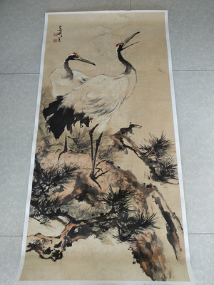 王雪涛双鹤松国画花鸟竖幅微喷打印宣纸复制画仿古画装饰画