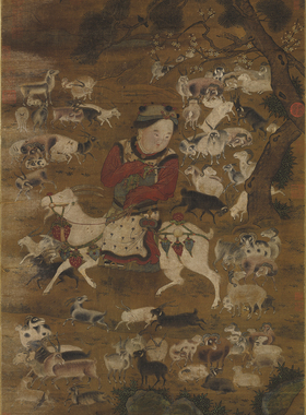 宋苏汉臣开泰图国画人物古画复制品绢布画心客厅仿古装饰画