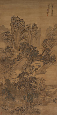 原大高清微喷复制画清王翚嵩山草堂图绢画仿古山水竖幅古典装饰画