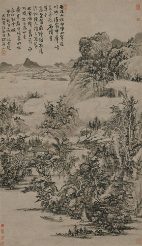 清髡残雨洗山根图一比一复制品字画故宫藏宣纸画心客厅装饰山水画