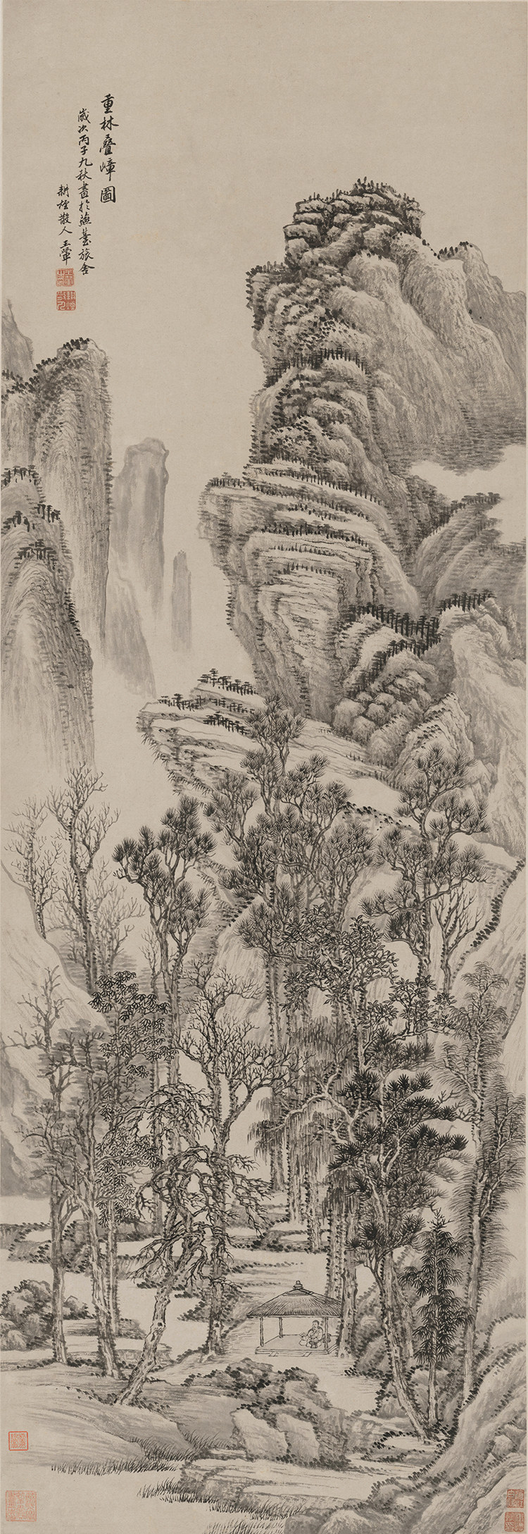 清王翚重林叠嶂图国画水墨山水画仿古画艺术微喷复制画宣纸画芯