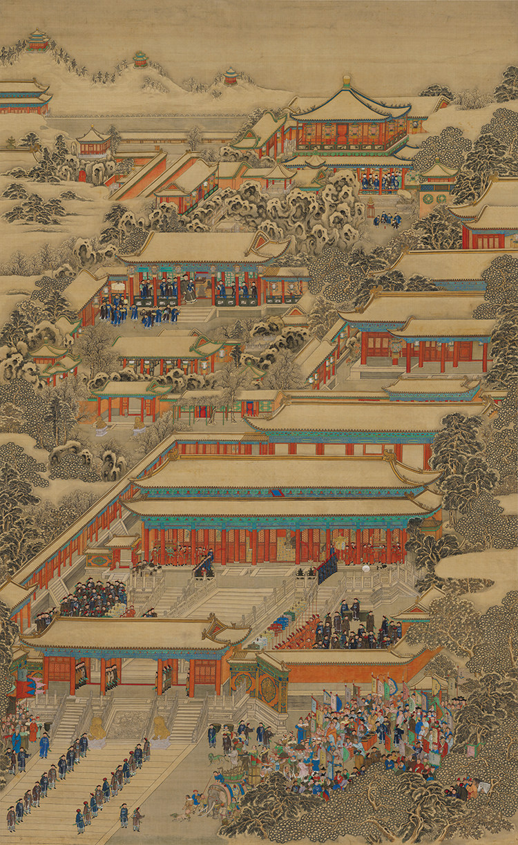 清佚名万国来朝图三仿古画国画人物画艺术微喷打印复制画绢布画