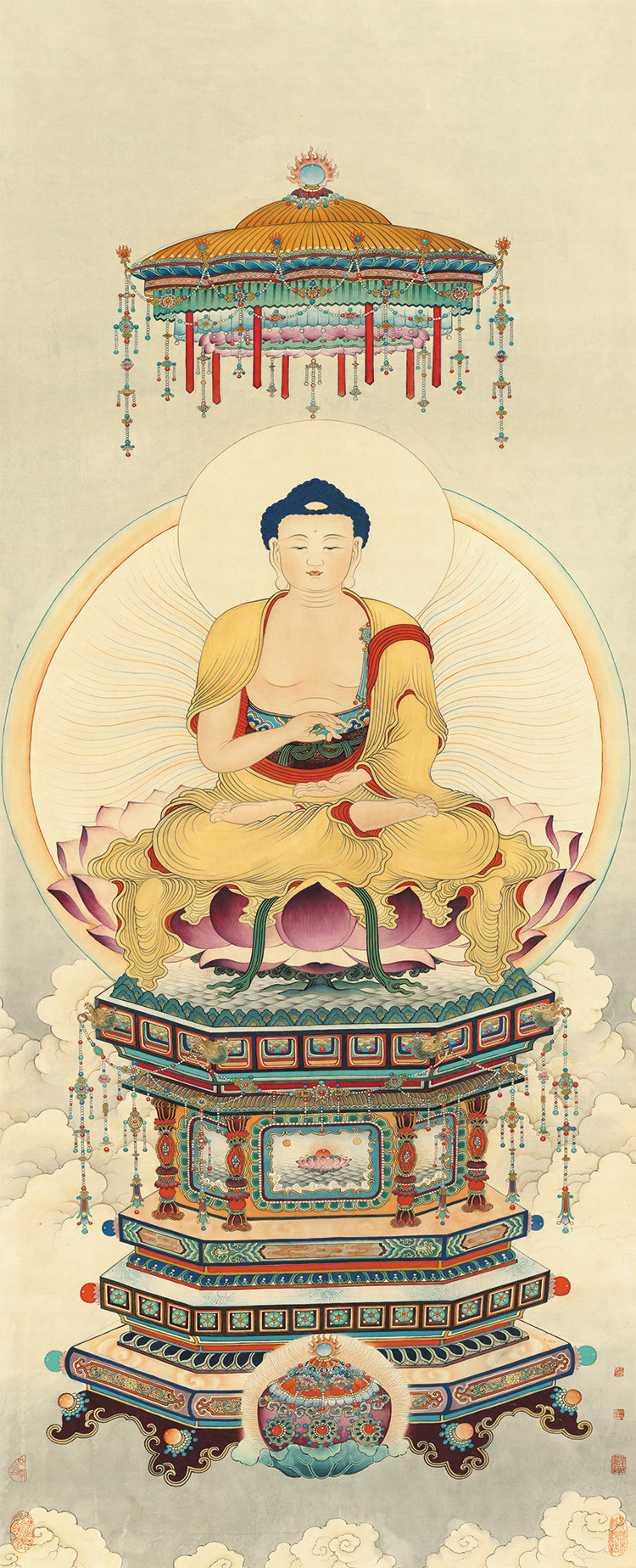 夏荆山-003佛画人物画工笔画艺术微喷复制画临摹画稿装饰画