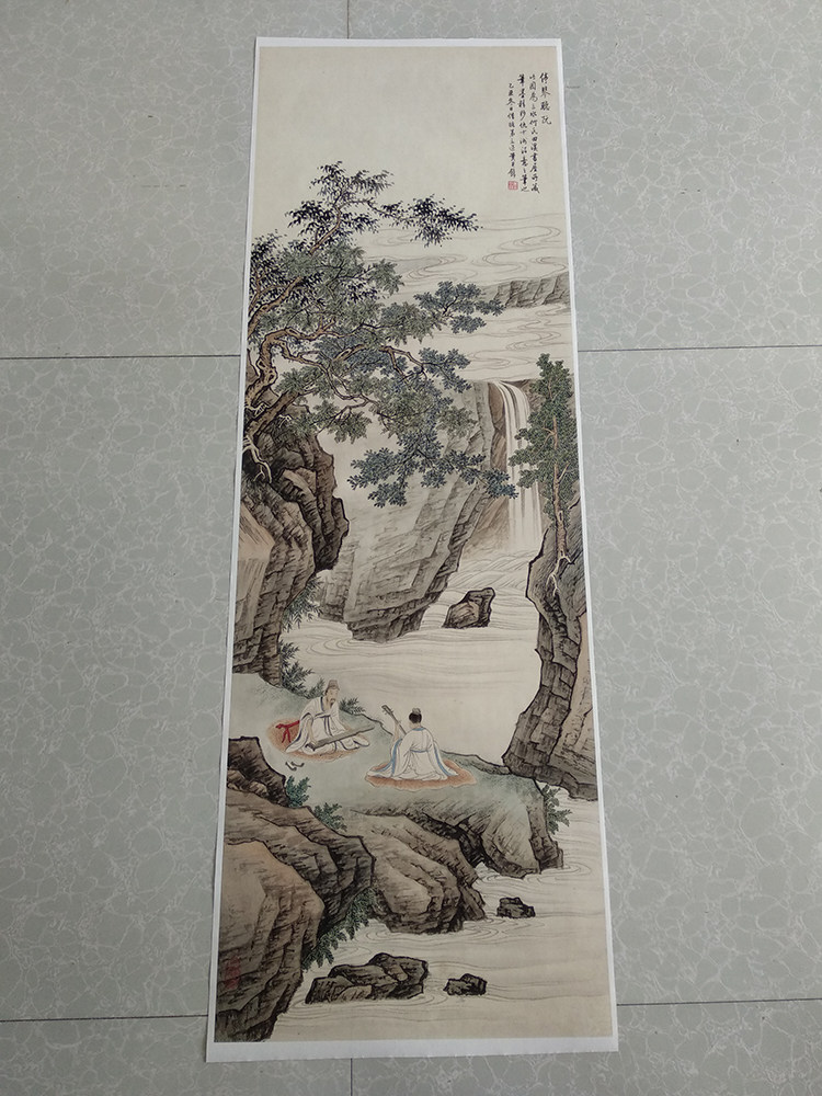黄君壁停琴听阮国画人物山水真迹复制画高清原大宣纸画芯中式挂画