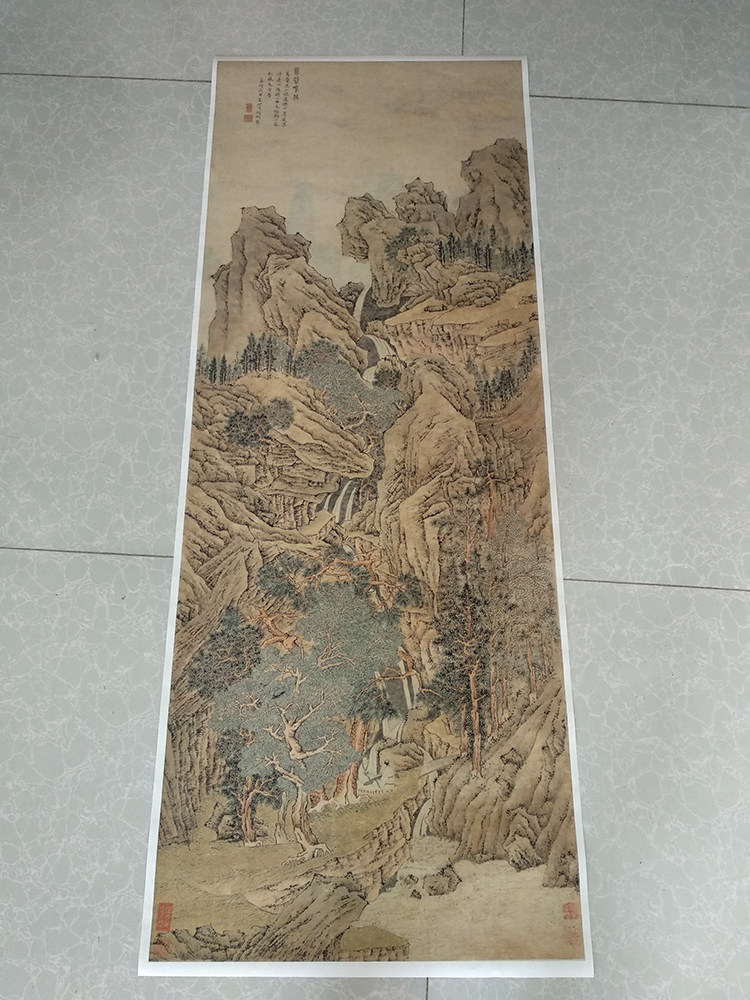 明四家山水画文征明绝壑鸣琴图真迹微喷复制画仿古画经典装饰画
