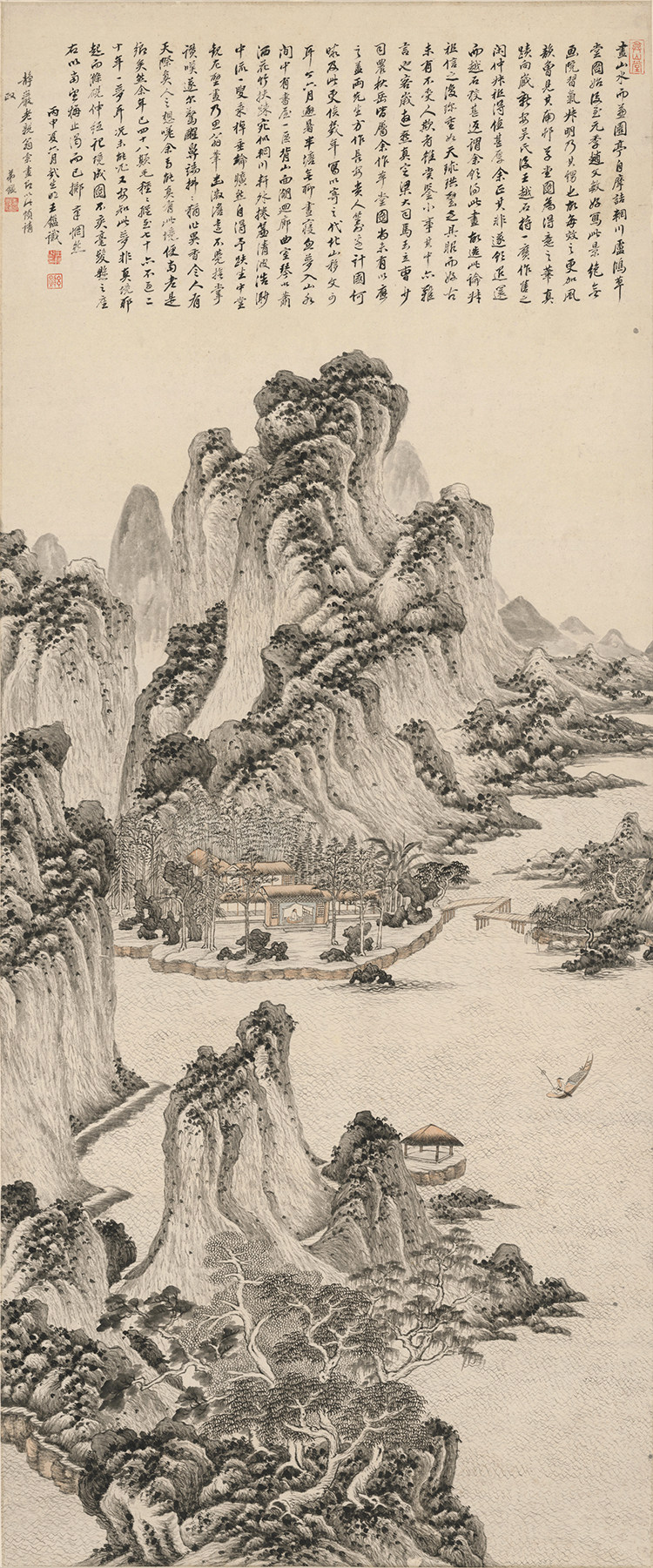清王鉴梦境图国画山水画竖幅水墨画仿古画艺术微喷复制画宣纸画芯
