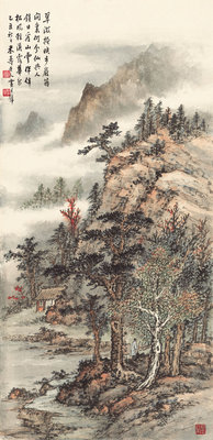 黄君壁翠微掩映国画山水复制画