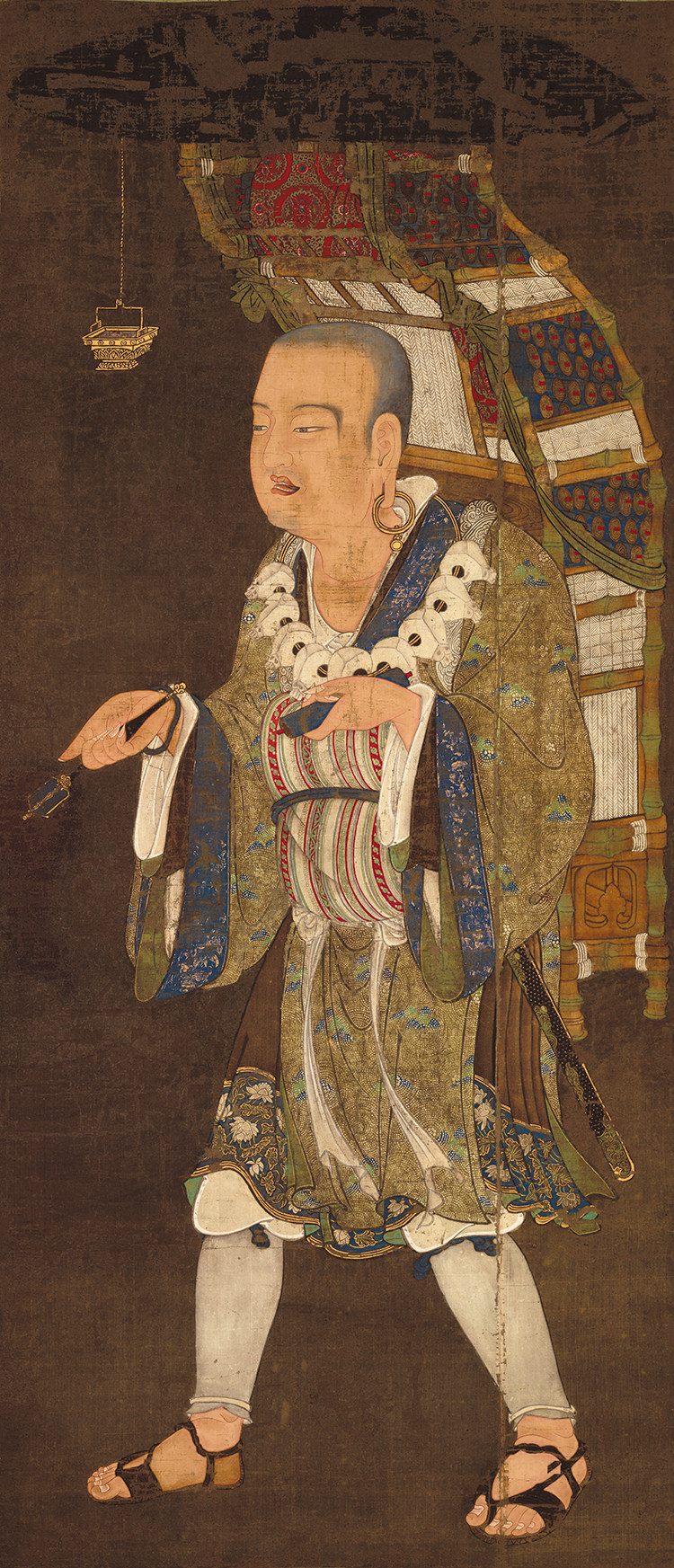 玄奘三藏像国画佛画人物画工笔画竖幅画艺术微喷复制画绢画装饰画