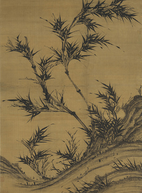 五代十国李坡风竹图国画竹子画绢布画心仿古画微喷打印复制品字画